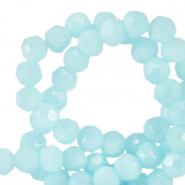 Top Glas Facett Glasschliffperlen 4mm rund Serenity blue-pearl shine coating